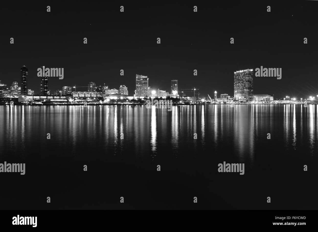 The San Diego skyline on a clear winters night. Stock Photo