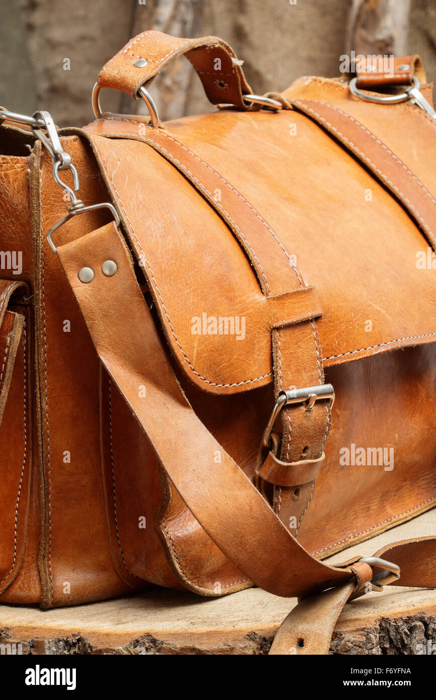 Bag on wooden background Stock Photo