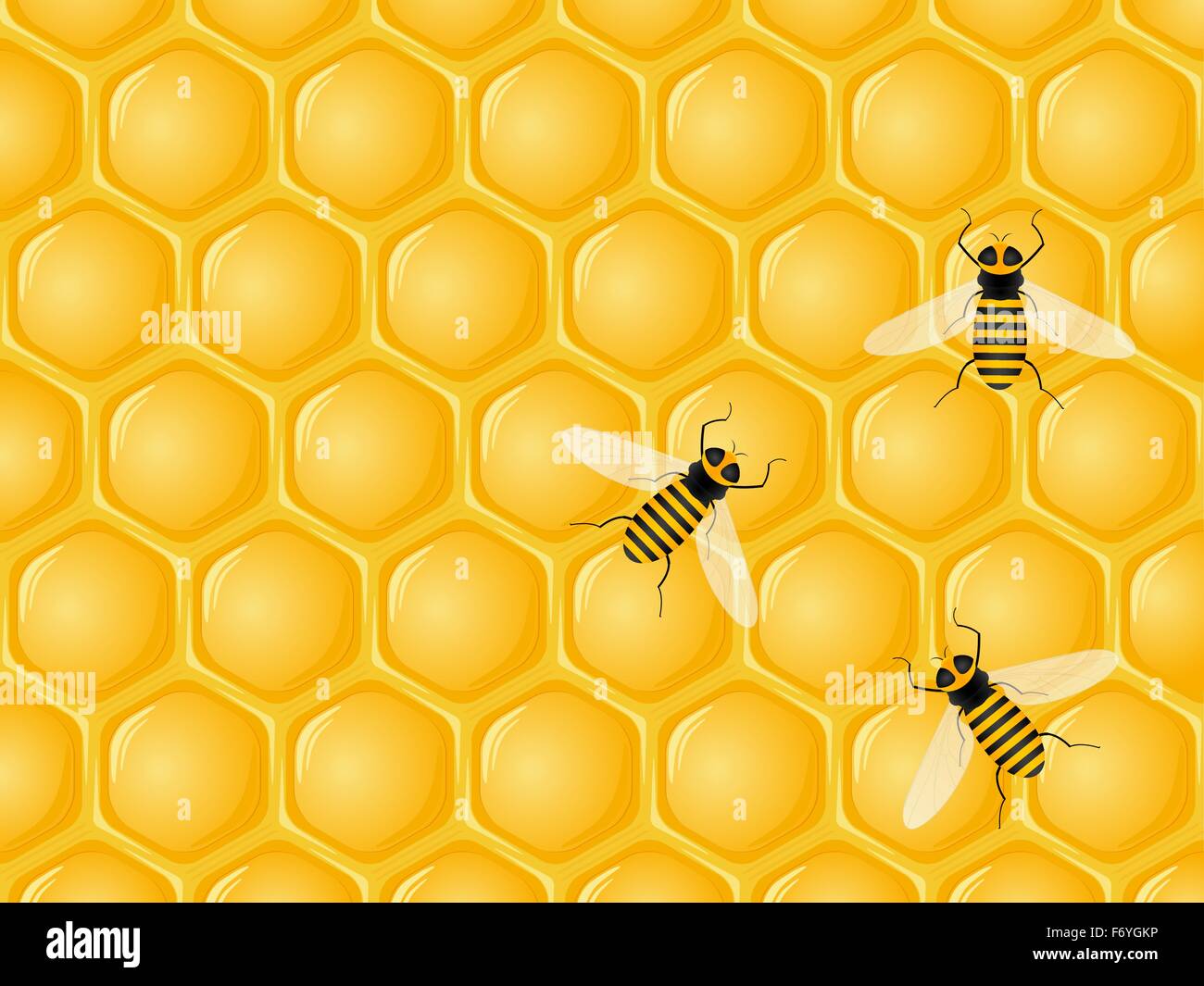 Honeycomb and bees background. Vector illustration Stock Vector Image ...
