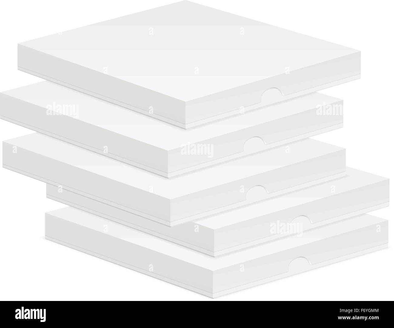 Paper pizza boxes on white background. Vector illustration Stock Vector