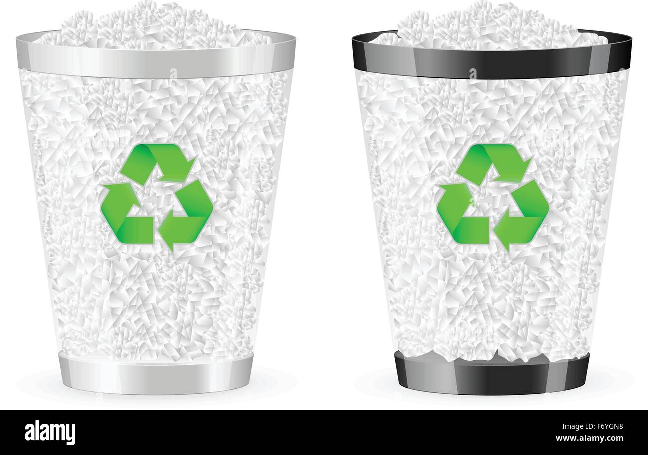 Two recycle bin on white background. Vector illustration Stock Vector