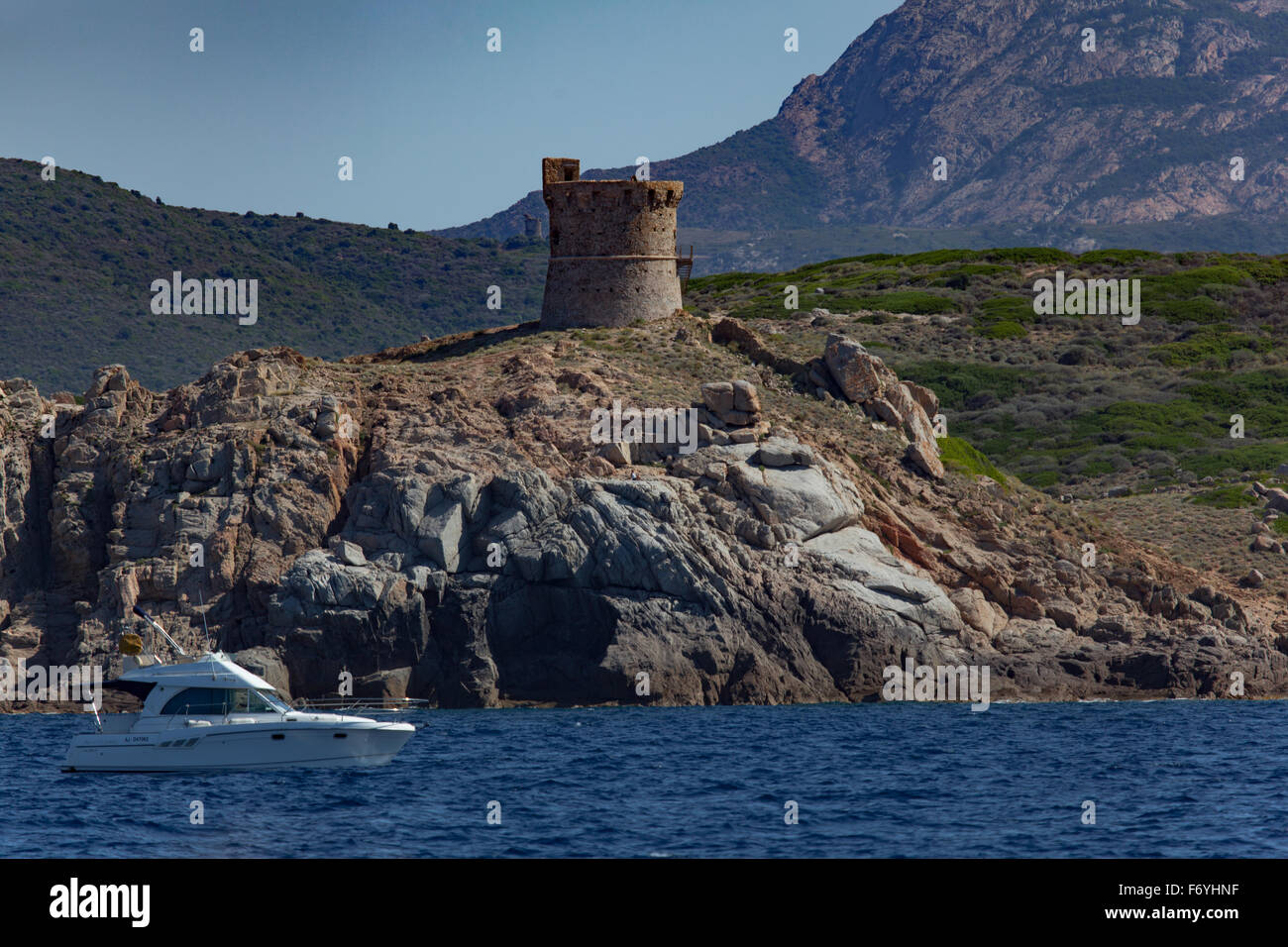 Cruising around Girolata (Corsica) reserve Stock Photo