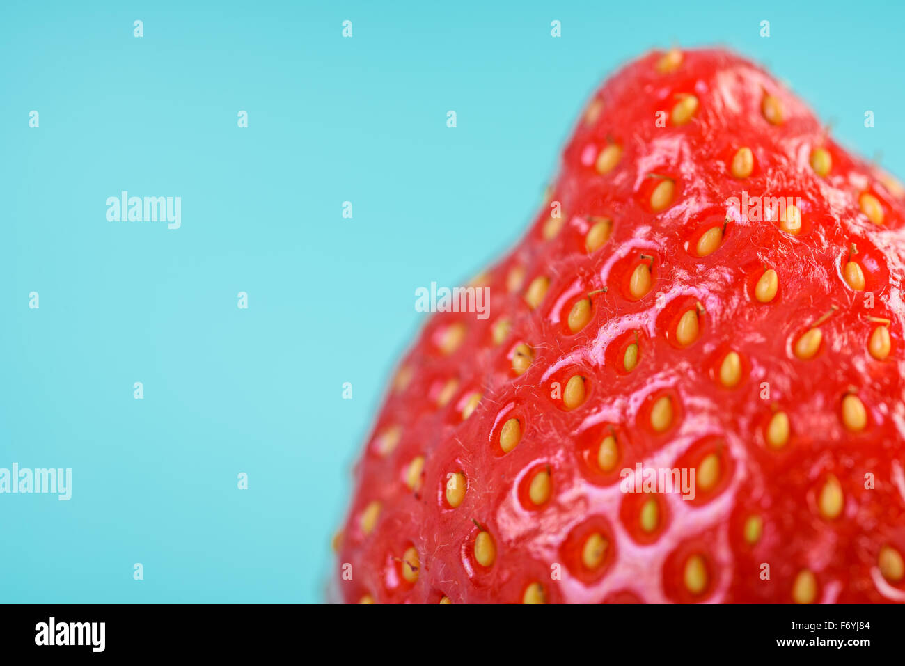Fresh Red Strawberry On Blue Wood Boards Background Stock Photo - Alamy