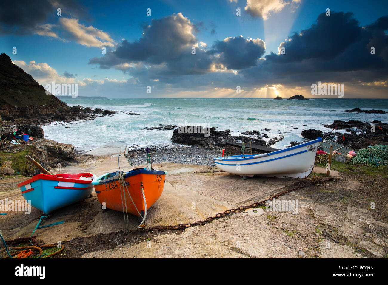 Priests Cove; Boats on the Shore; Cornwall; UK Stock Photo
