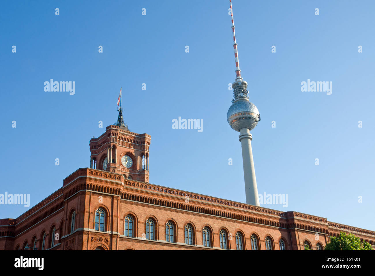 Townhall and the television tower in Berlin Stock Photo - Alamy