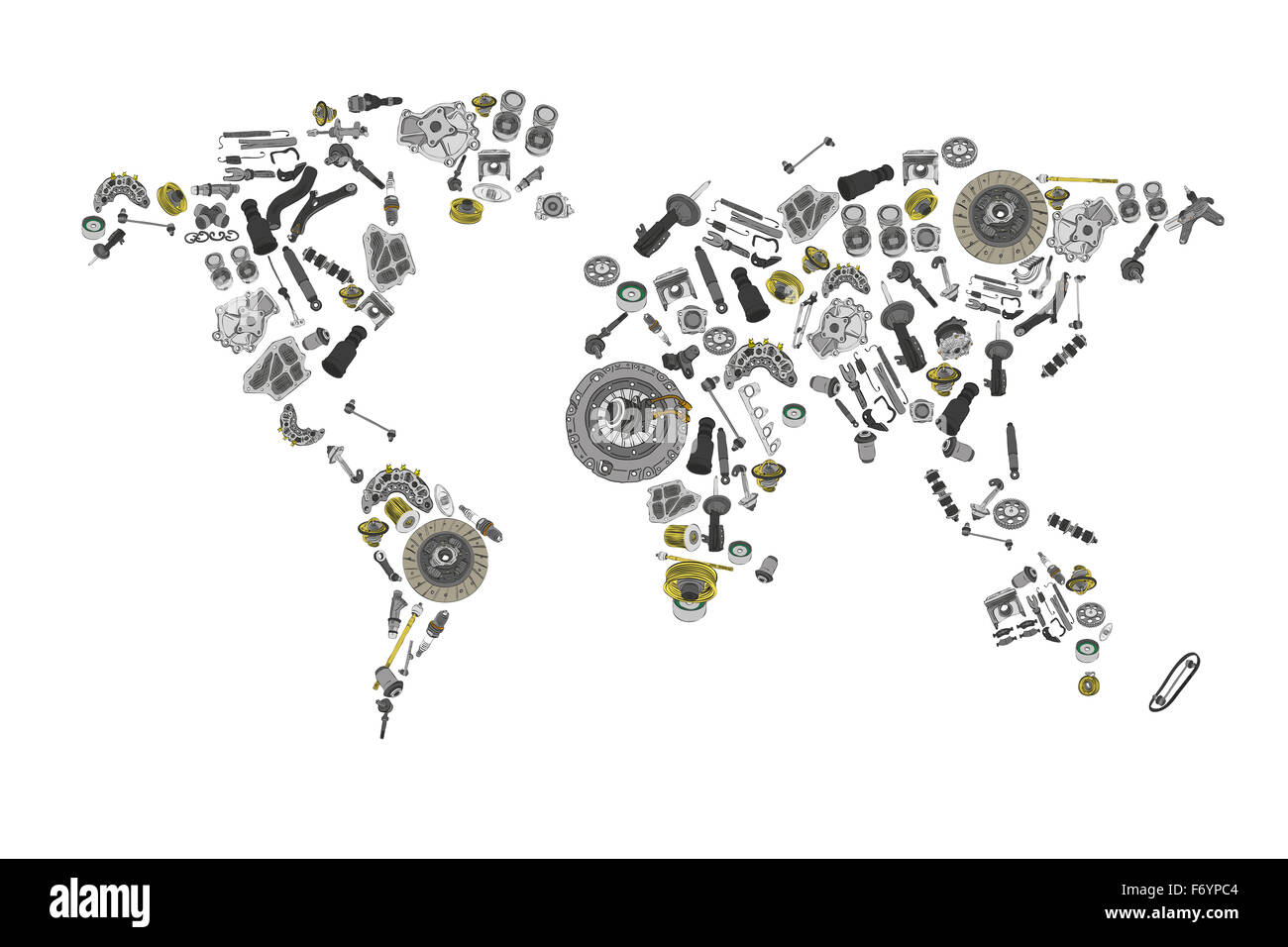 Spare parts map of the world hi-res stock photography and images - Alamy