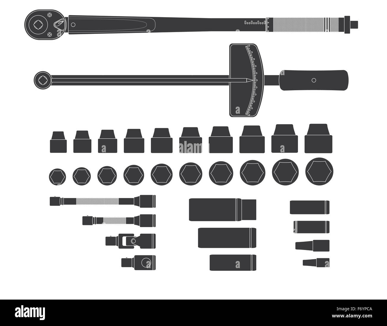 Detailed torque wrenches isolated on white background Stock Photo Alamy