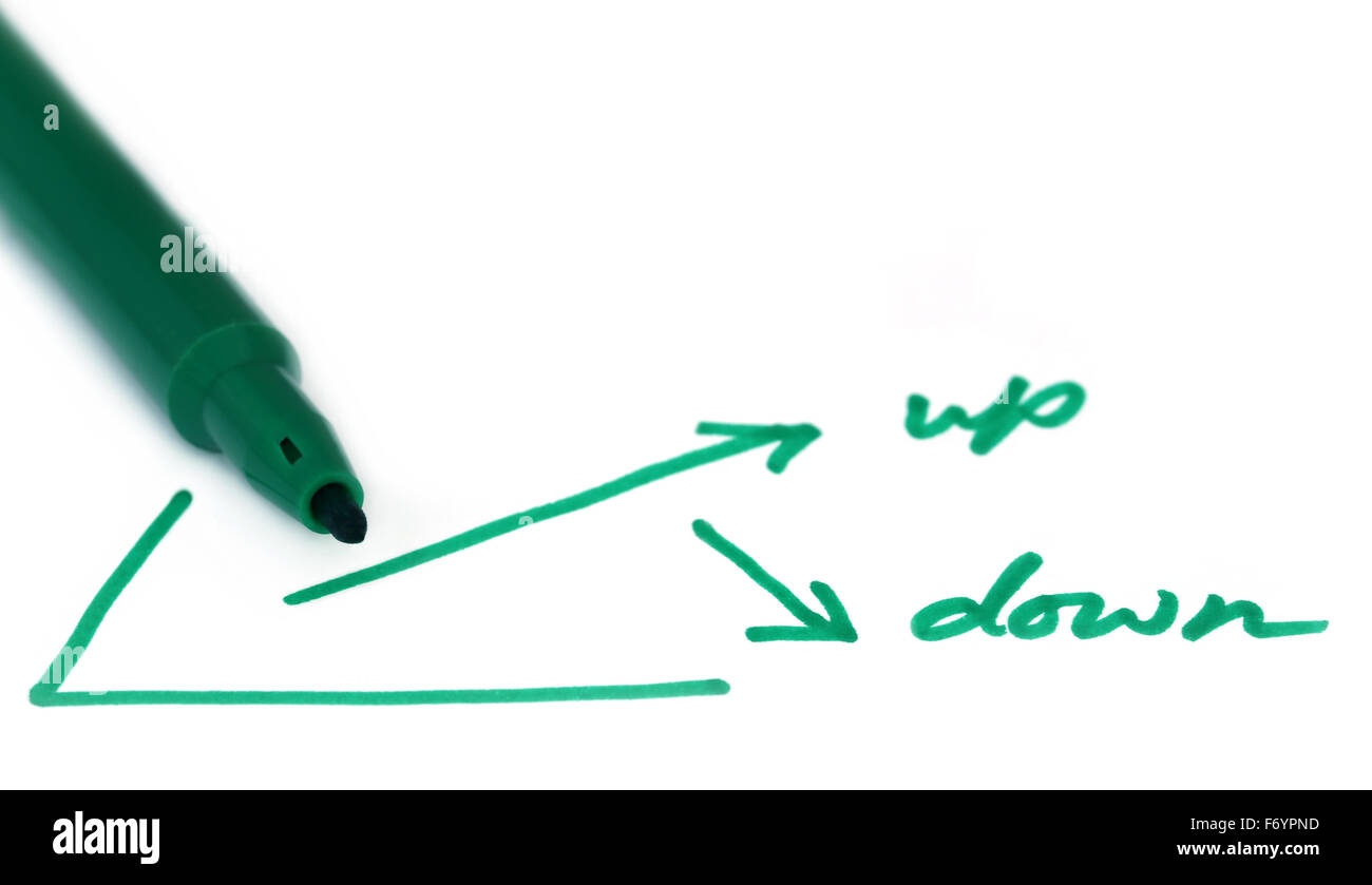 Up and down graph as business concept over white background Stock Photo