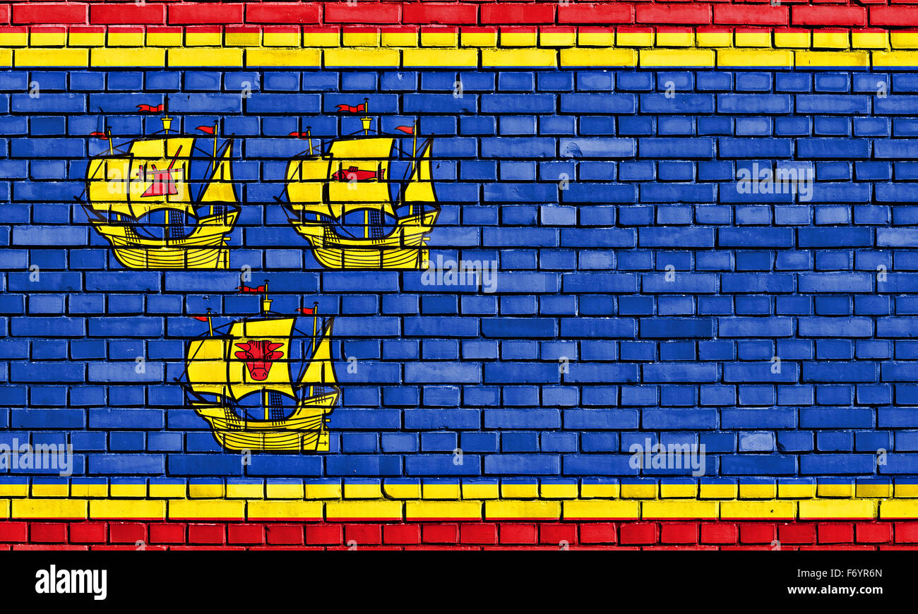 flag of Nordfriesland painted on brick wall Stock Photo