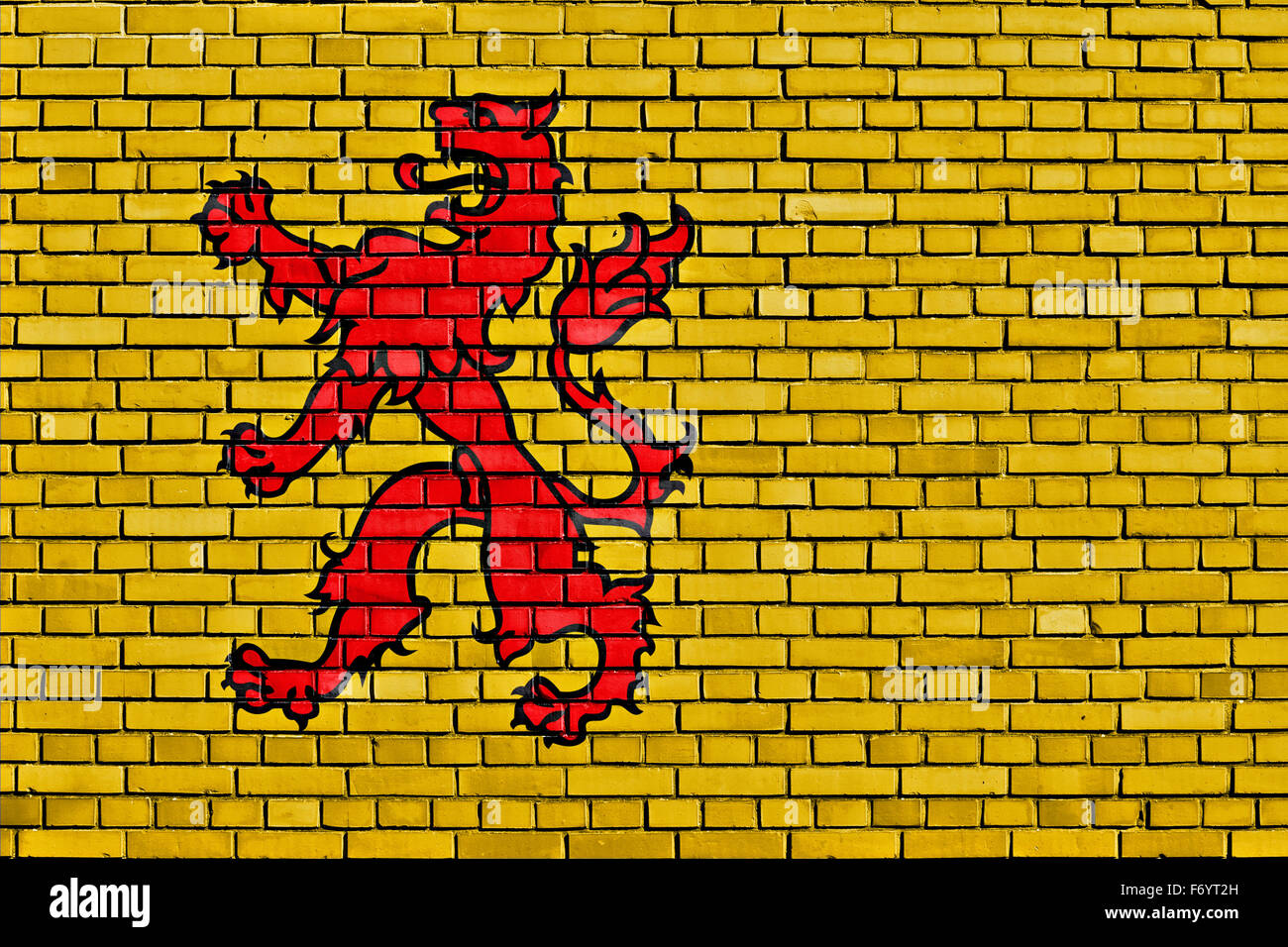 flag of South Holland painted on brick wall Stock Photo