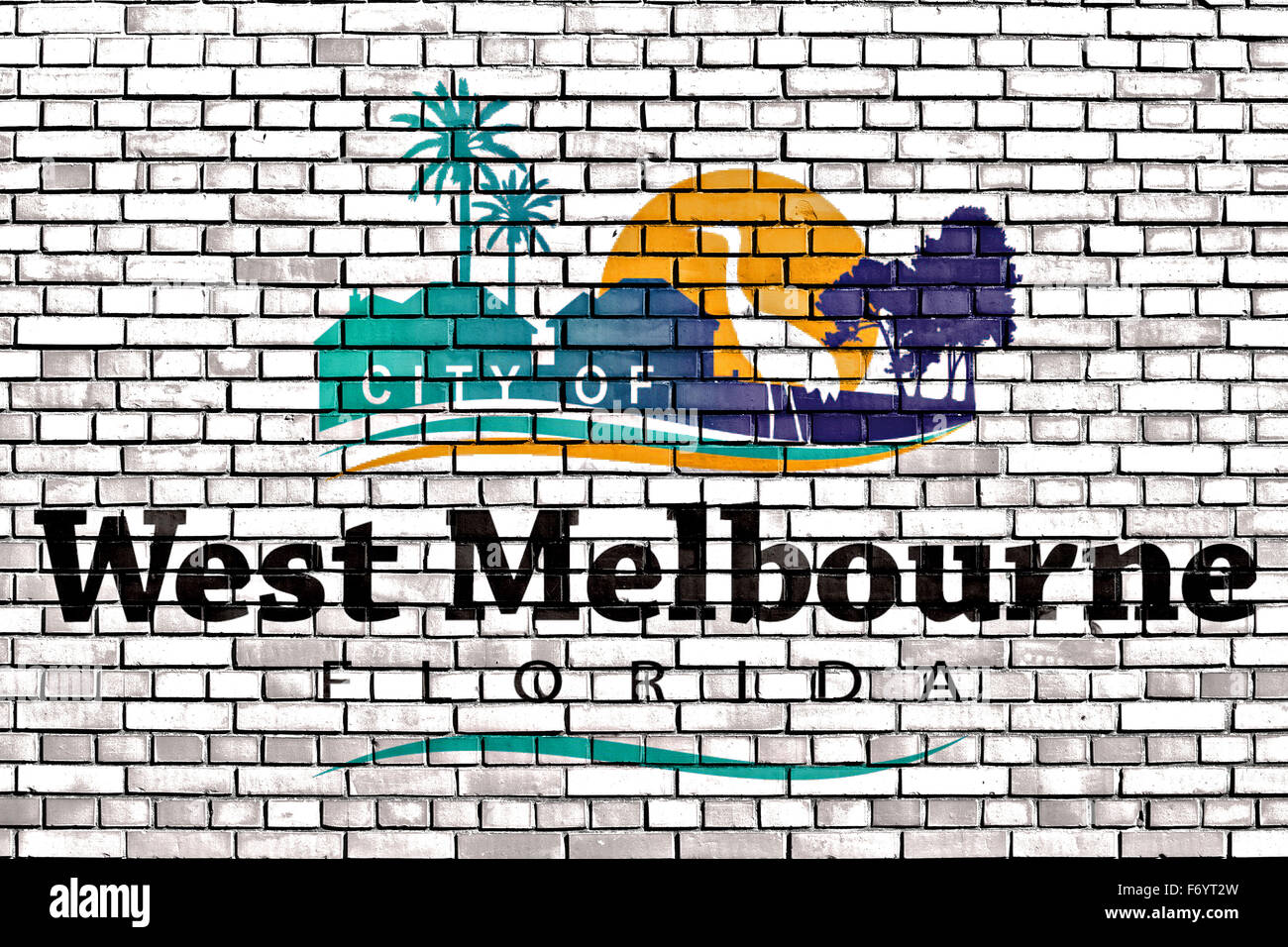 flag of West Melbourne painted on brick wall Stock Photo