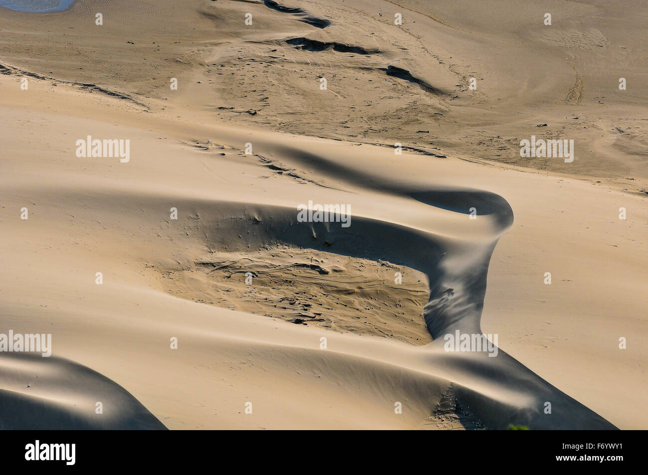 Wave structures in the dunes created by the sea Stock Photo