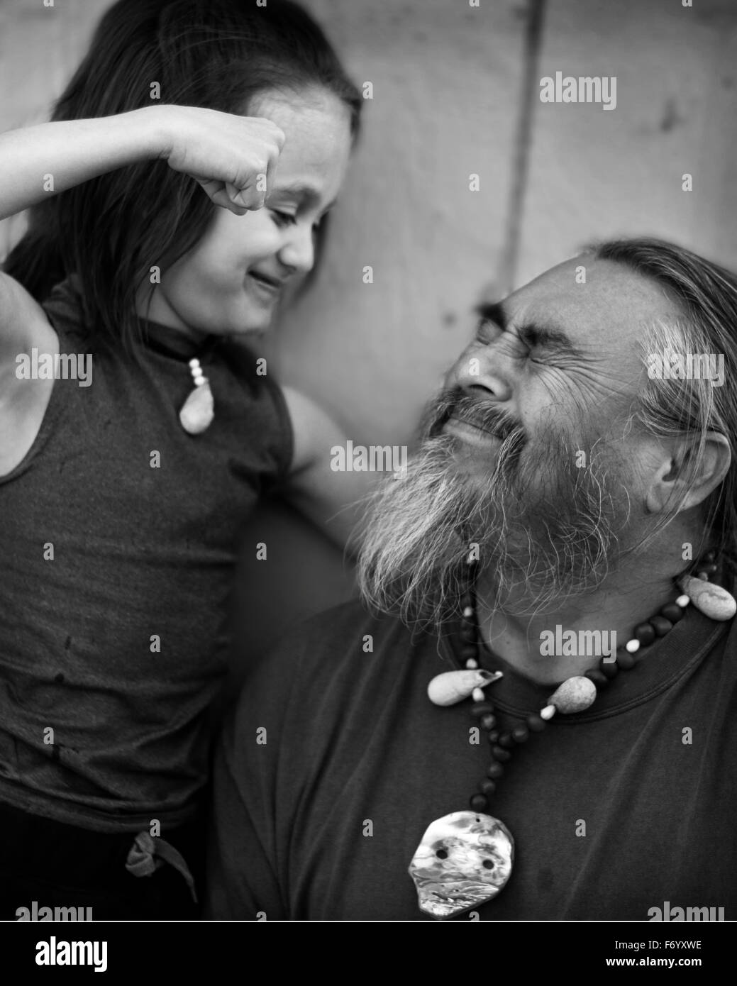 Father and Son play fighting Stock Photo