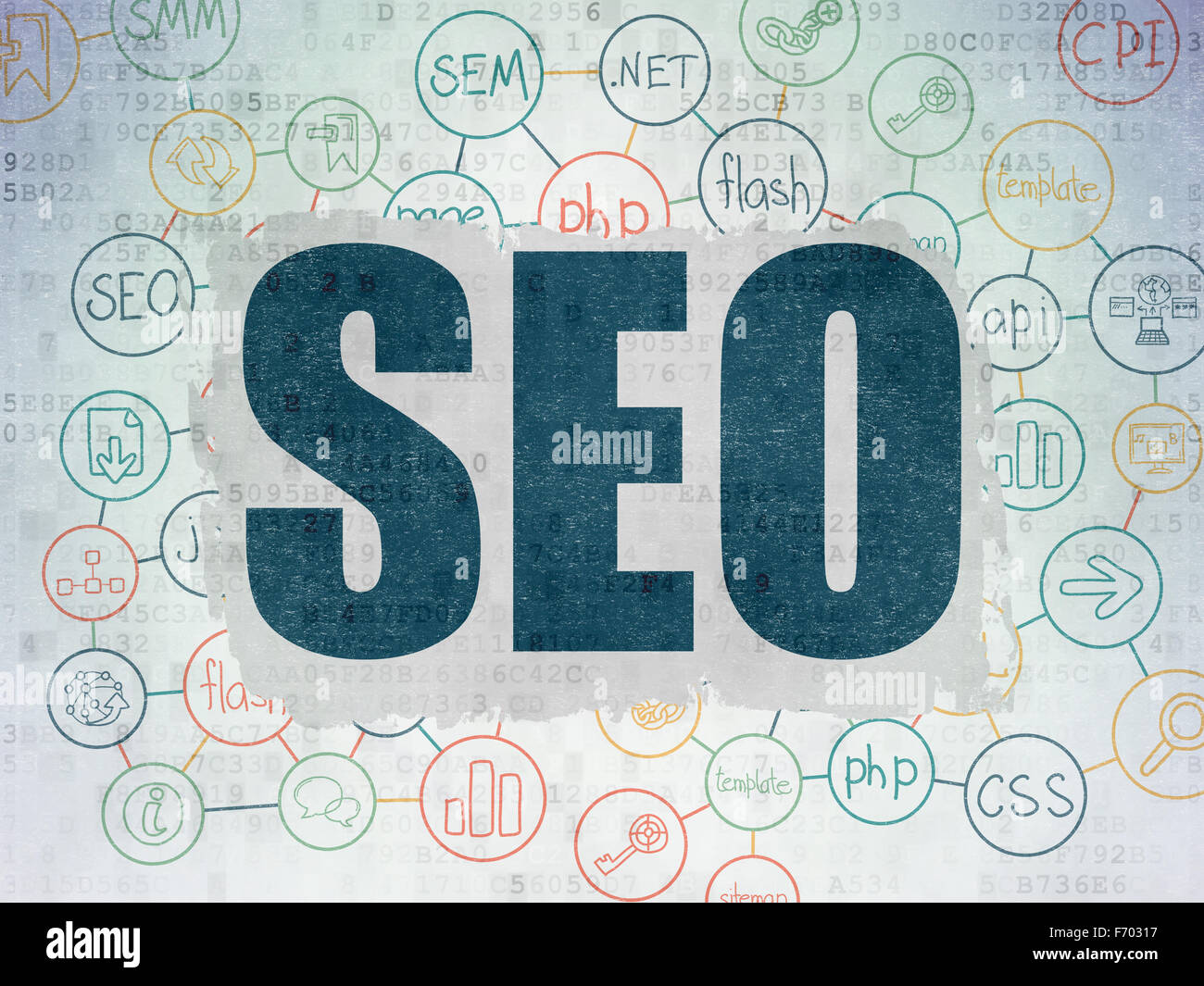 Web development concept: SEO on Digital Paper background Stock Photo ...