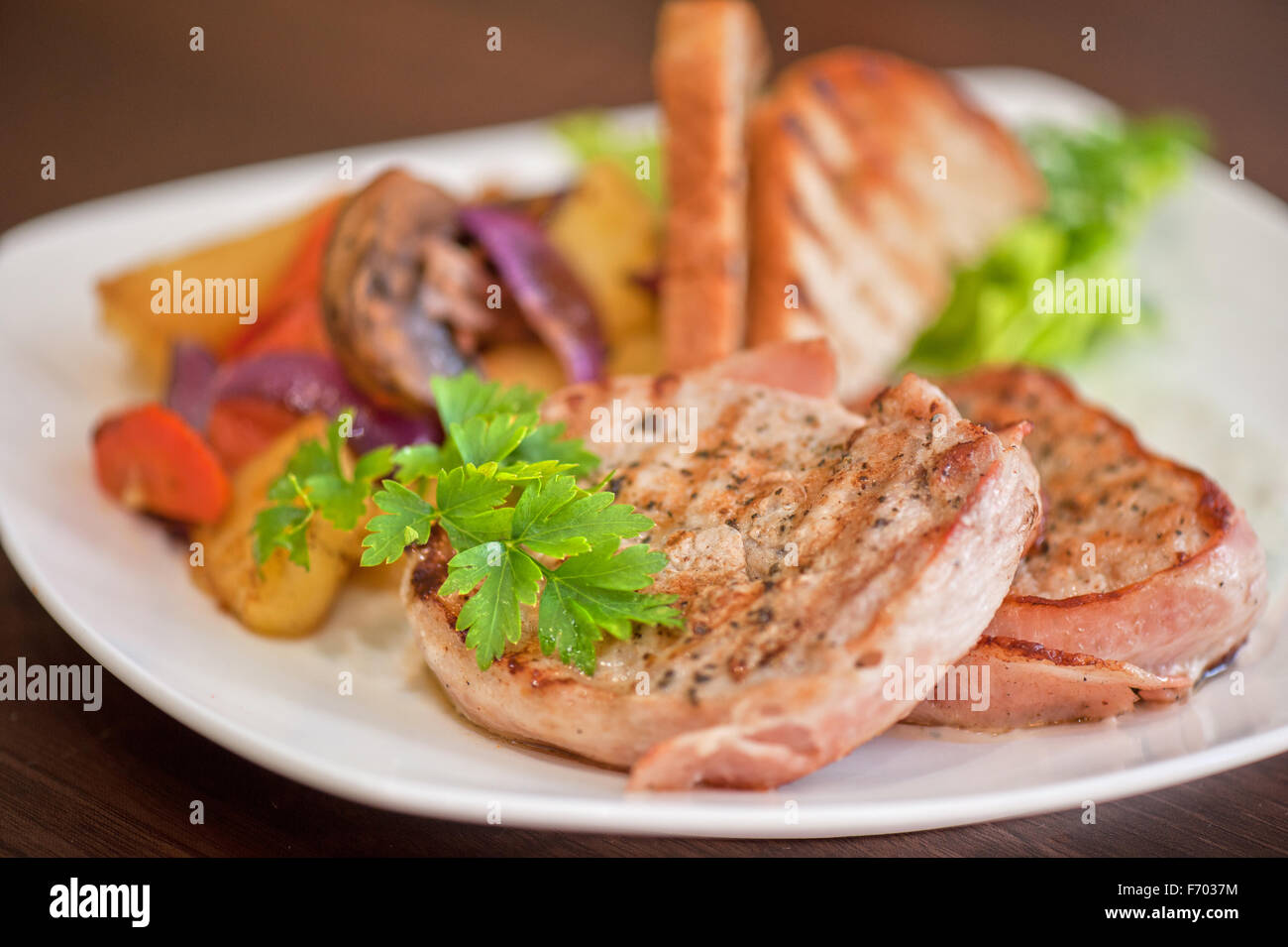 Pork chop with vegetable Stock Photo - Alamy