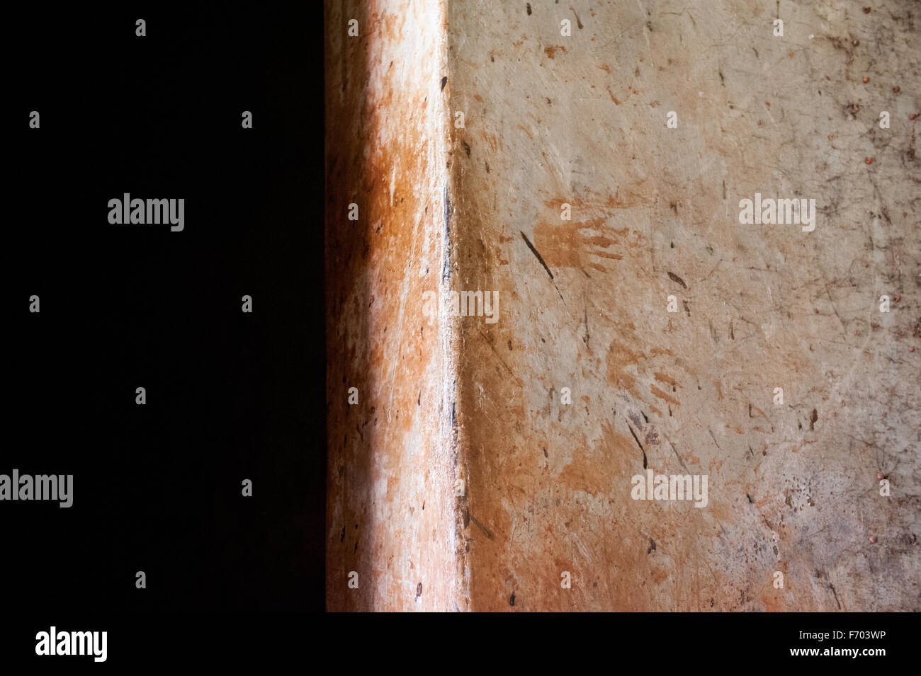 Mud traces made by the inmates in the Idi Amin's torture chamber. Kampala, Uganda. Stock Photo