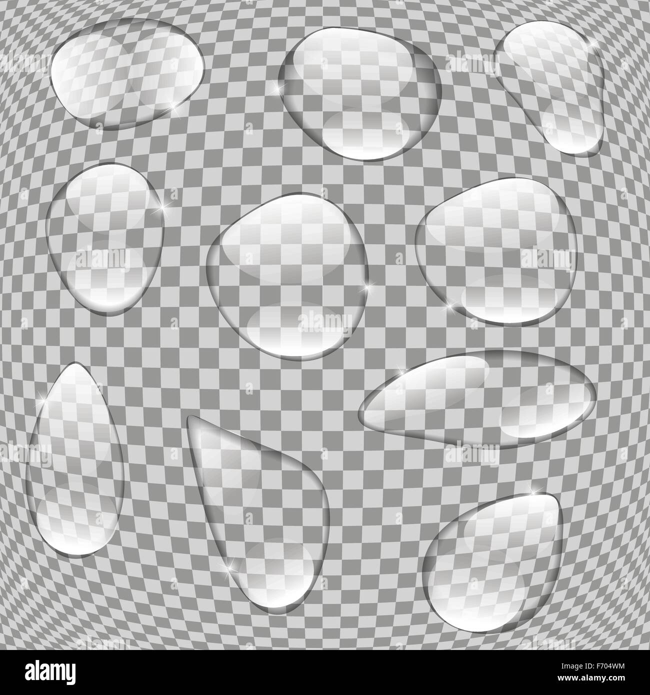 Realistic Water Drops Set On Transparent Background Vector Illus Stock Vector