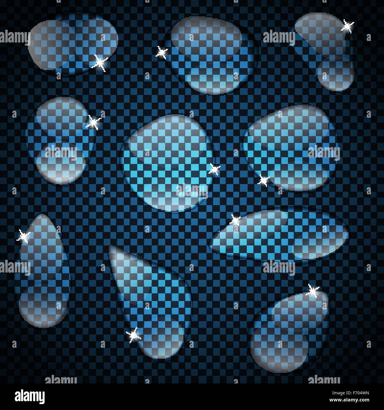 Realistic Water Drops Set On Transparent Background Vector Illus Stock ...