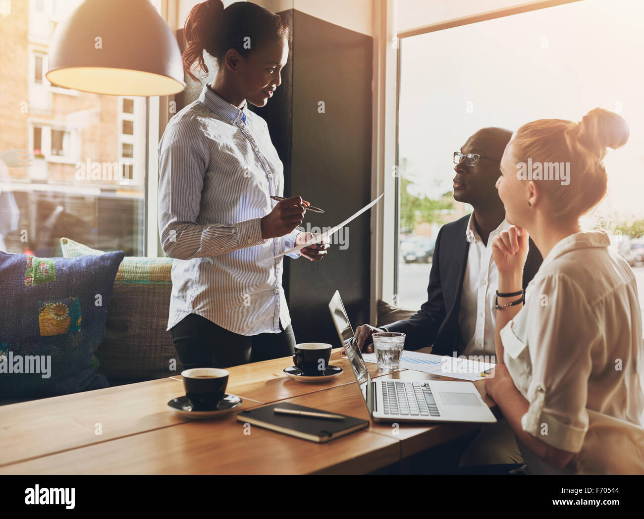 Business people at a meeting, small group, multi ethnic business, entrepreneur concept Stock Photo