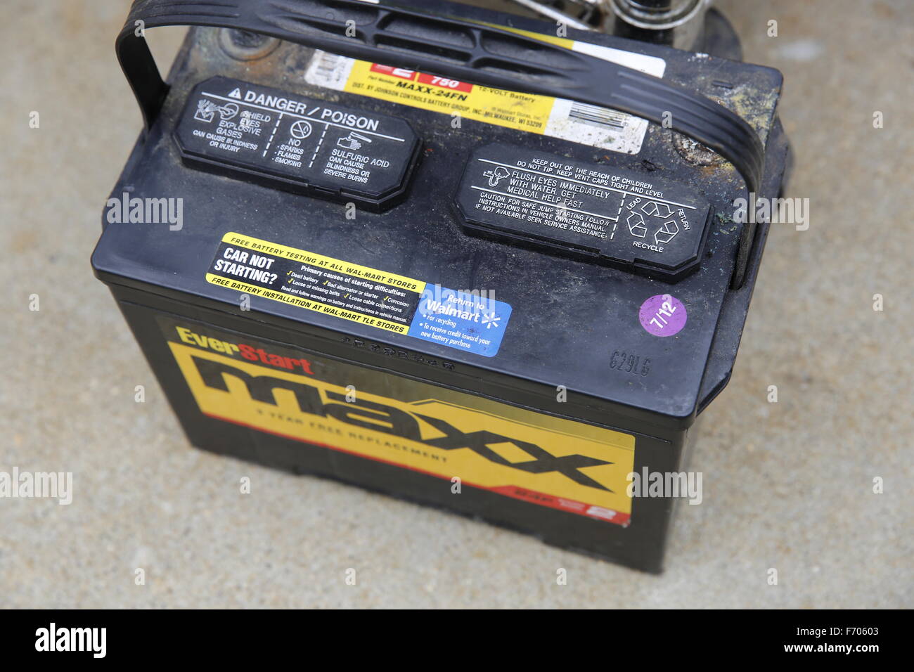 Dealing with a dead car battery Stock Photo Alamy