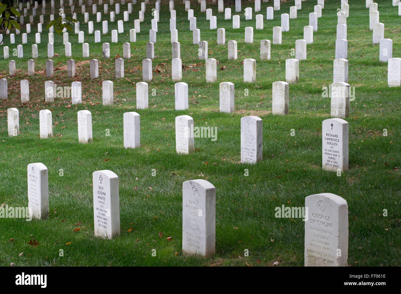 Rows of tombstones at Arlington National Cemetery, Arlington County, Virginia, USA Stock Photo