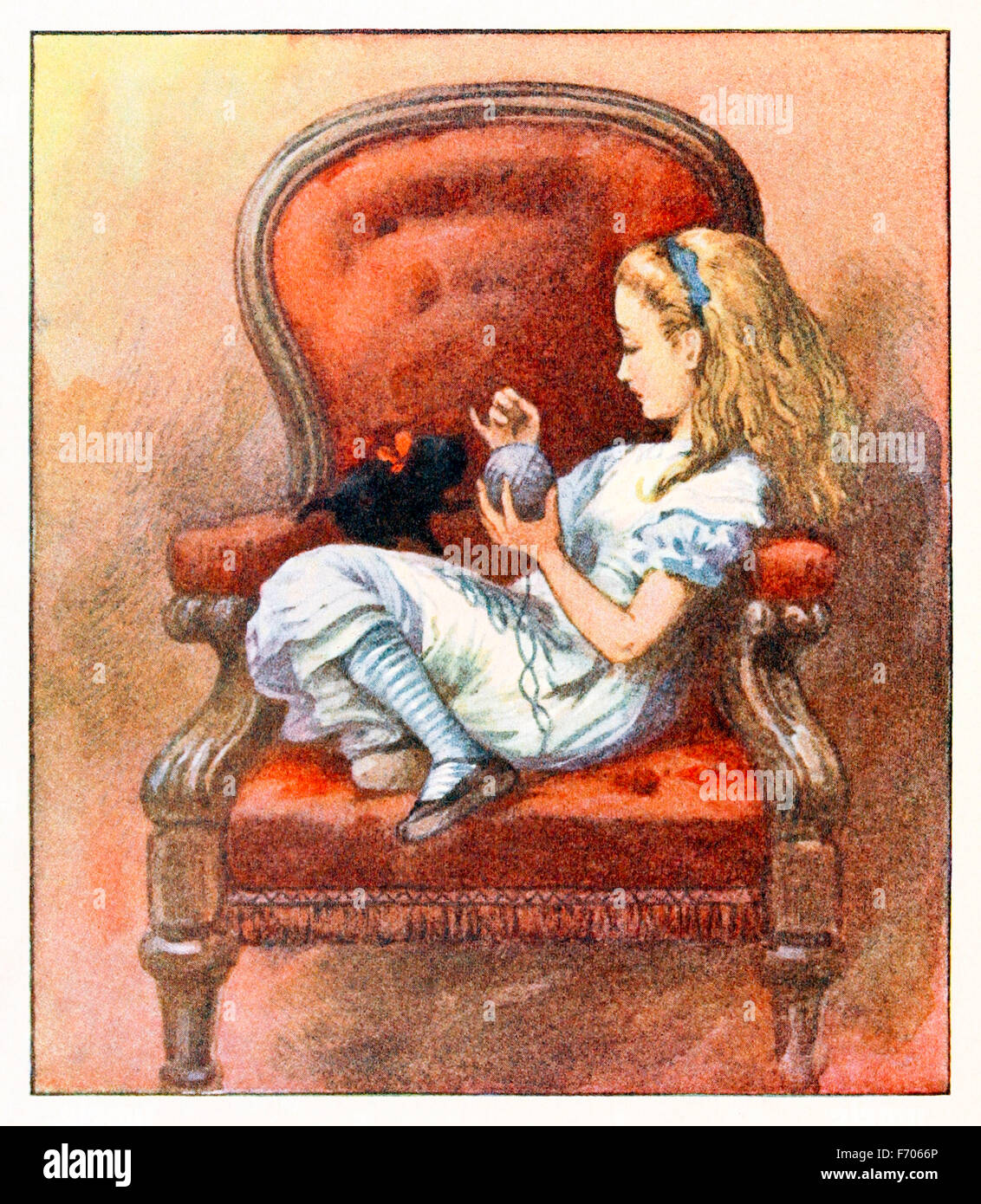 'Do you know, I was so angry with Kitty' from 'Through the Looking-Glass and What Alice Found There' by Lewis Carroll (1832-1898), illustrated by Sir John Tenniel. See description for more information. Stock Photo