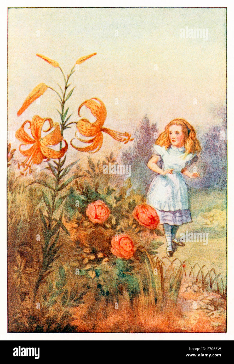 'We can talk,' said Tiger-lily, 'when there's anybody worth talking to' from 'Through the Looking-Glass and What Alice Found There' by Lewis Carroll (1832-1898), illustrated by Sir John Tenniel. See description for more information. Stock Photo