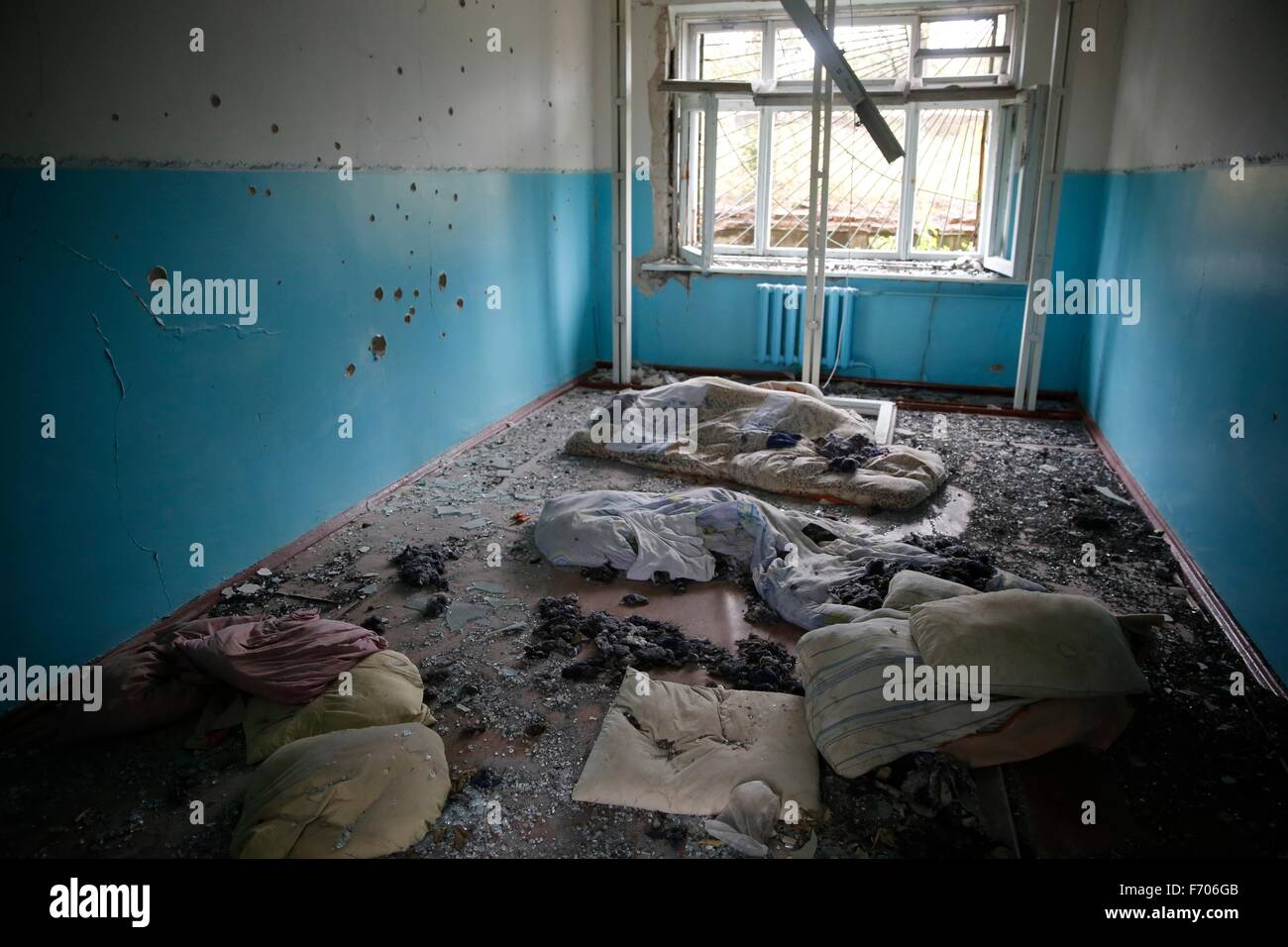 Debris litter a destroyed hospital in Seleznevka where proRussian and