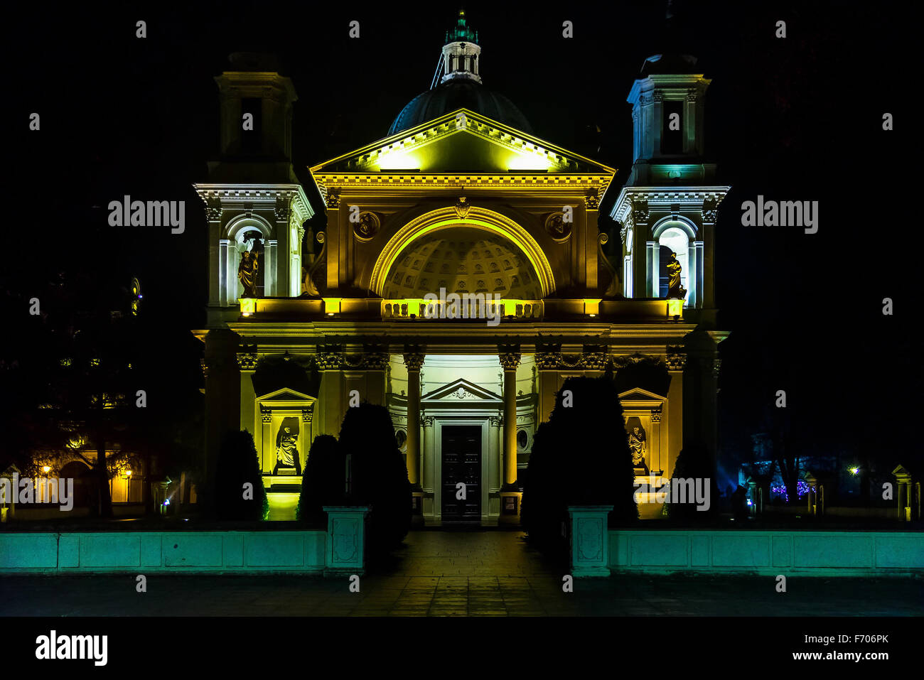 Saint Anne's Church in Wilanow District at Night Stock Photo