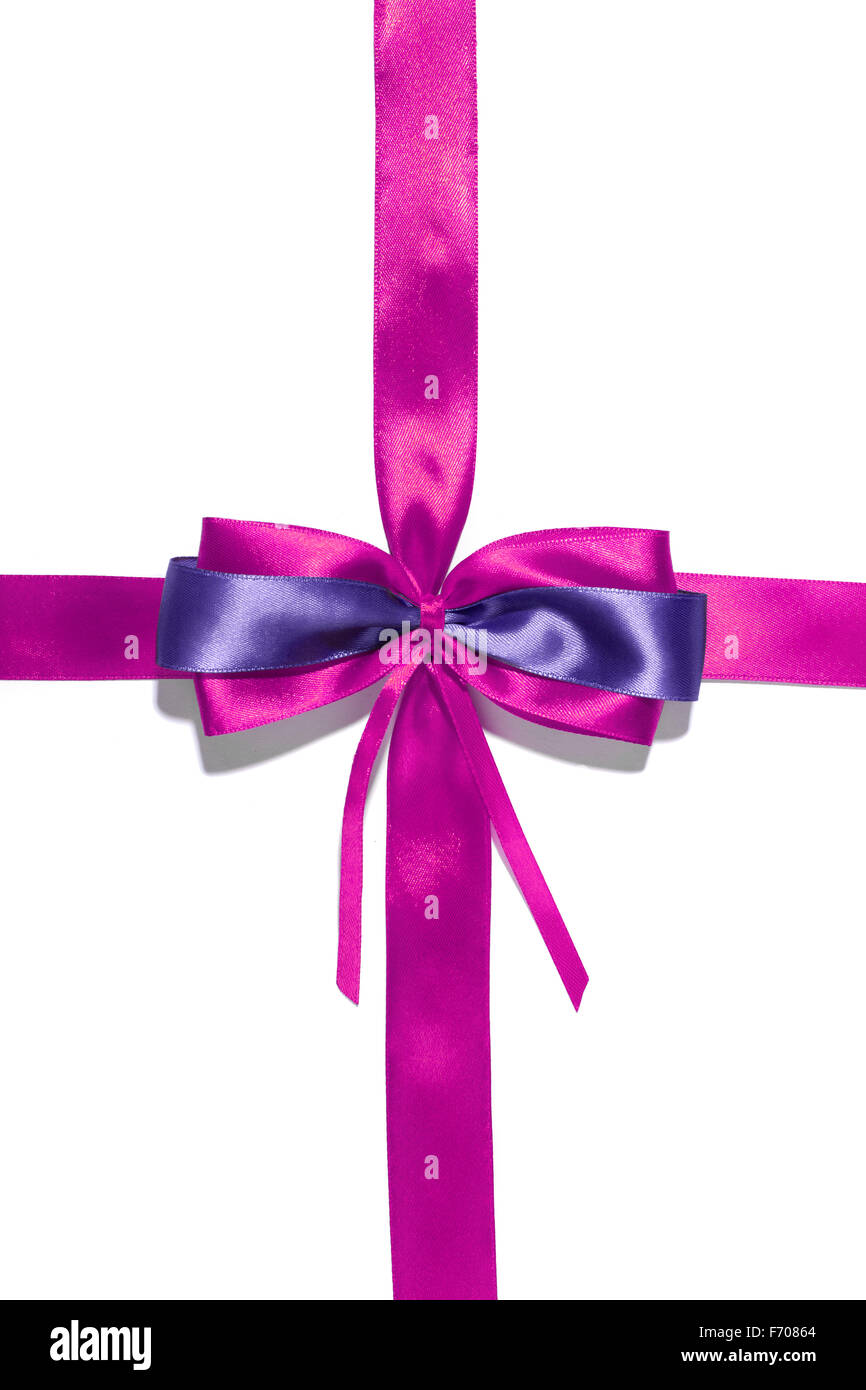 Purple  ribbon and bow Stock Photo