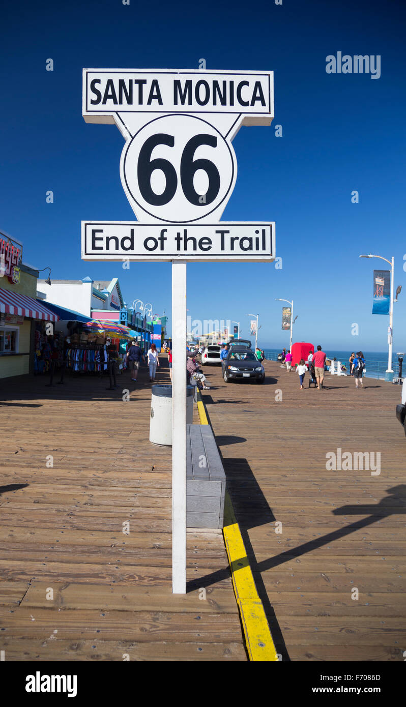 Santa Monica, California, USA 5/2/2015, Route 66 sign Santa Monica Pier, end  of famous Route 66 highway from Chicago Stock Photo - Alamy