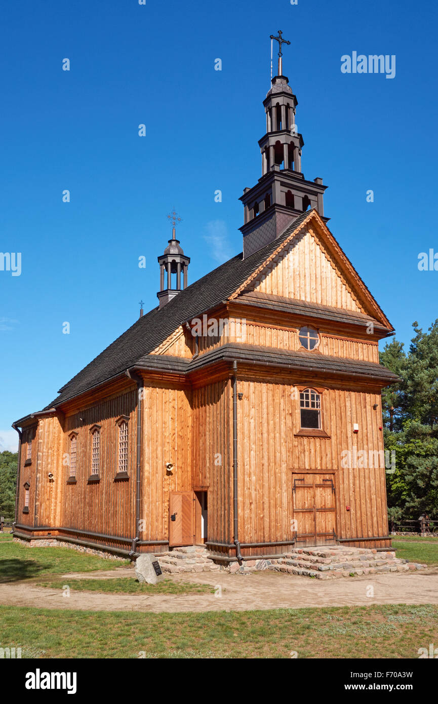 The Museum of the Mazovian Countryside in Sierpc, Poland. 18th-century wooden church moved to Sierpc in 2007 from Drazdzewo. Stock Photo
