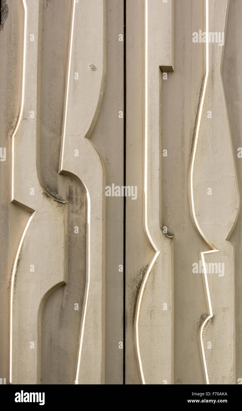 Patterned concrete on the Faraday Building, on the former UMIST campus, University of Manchester, Manchester, England, UK Stock Photo