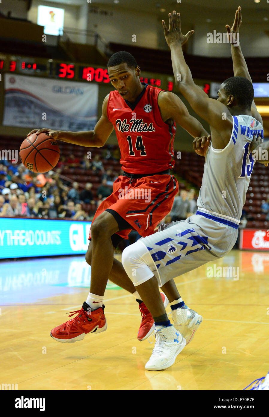 Miss Rasheed Ole Miss guard Rasheed Brooks (14) during the NCAA Basketball game ...