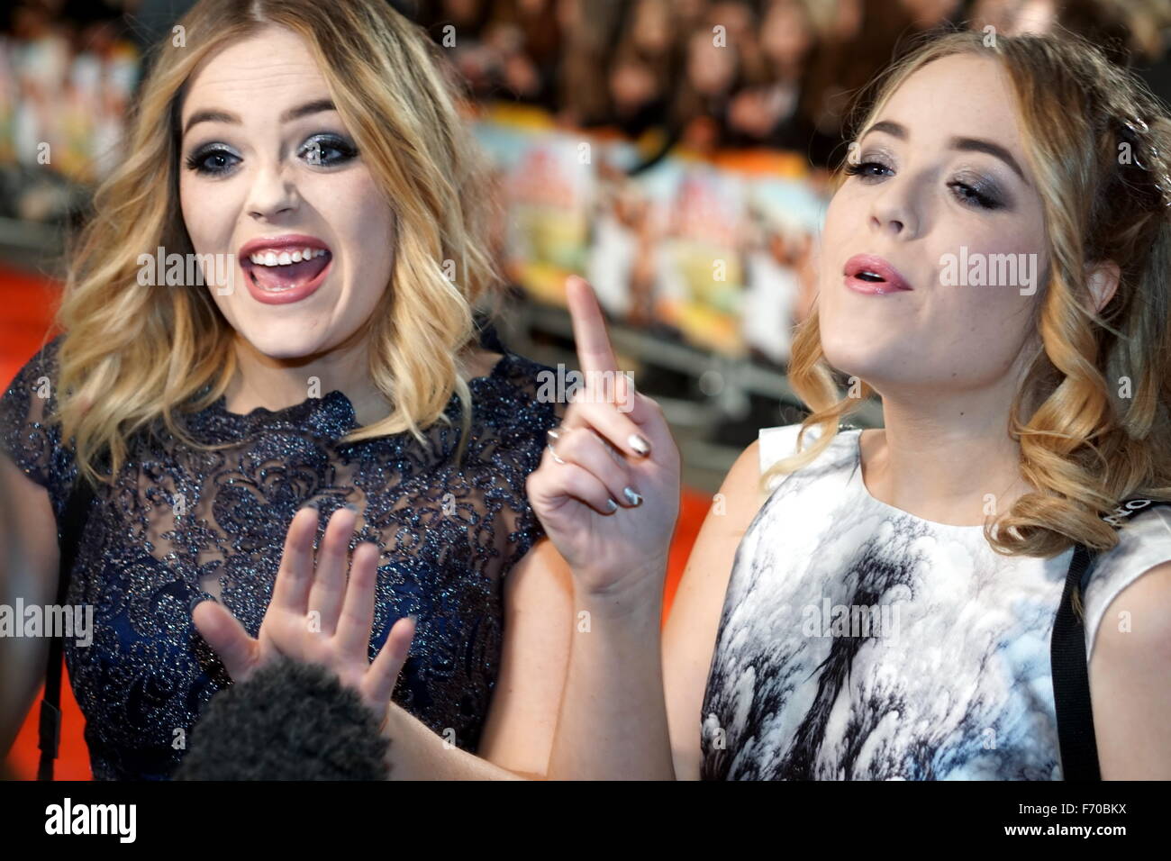 London, UK. 22nd November, 2015. Lucy & Lydia Connell attends the World Premiere of Joe & Caspar Hit The Road at Empire, Leicester Square, London. Credit:  See Li/Alamy Live News Stock Photo