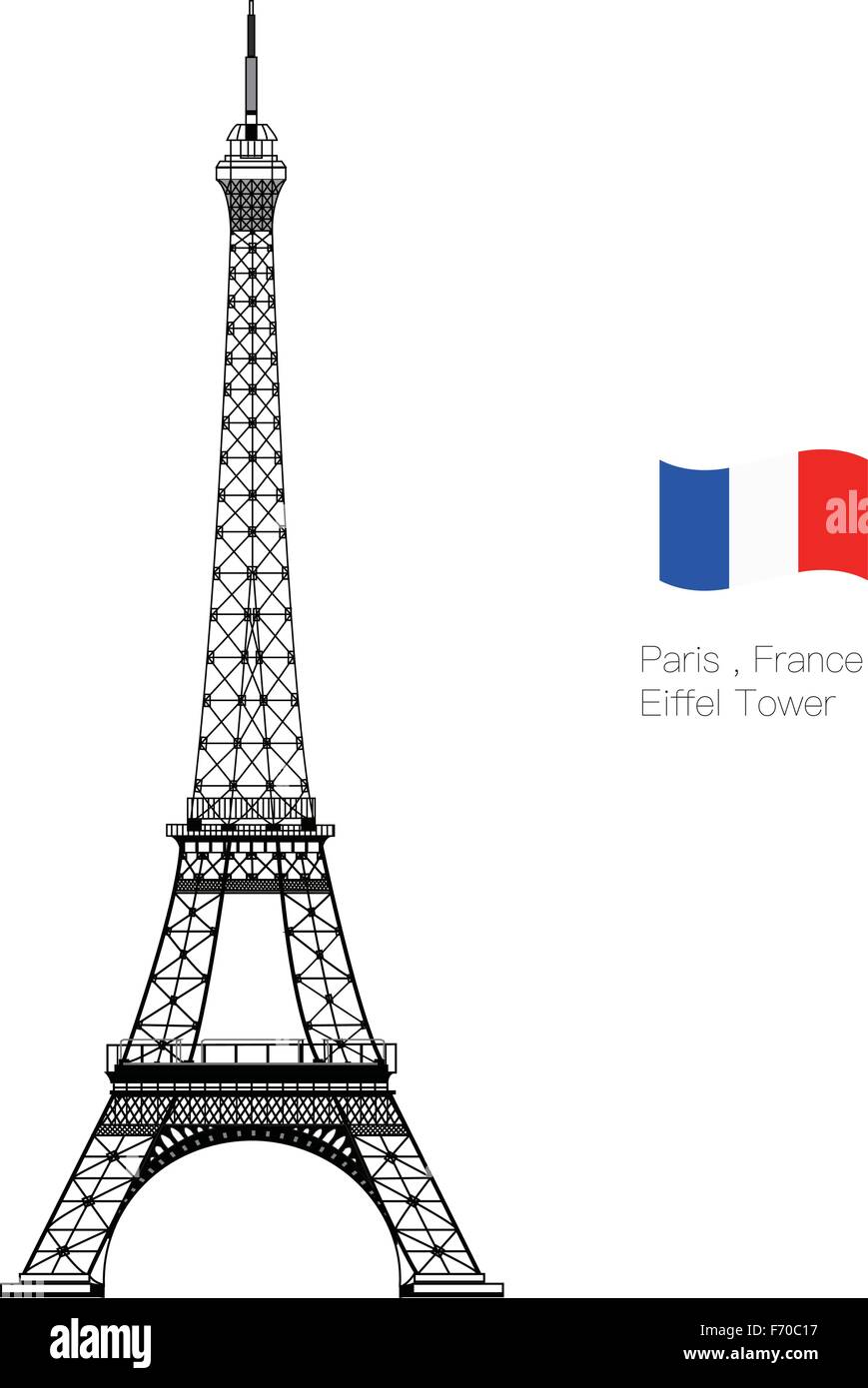 The vector Eiffel Tower set isolated with white Stock Vector Image ...