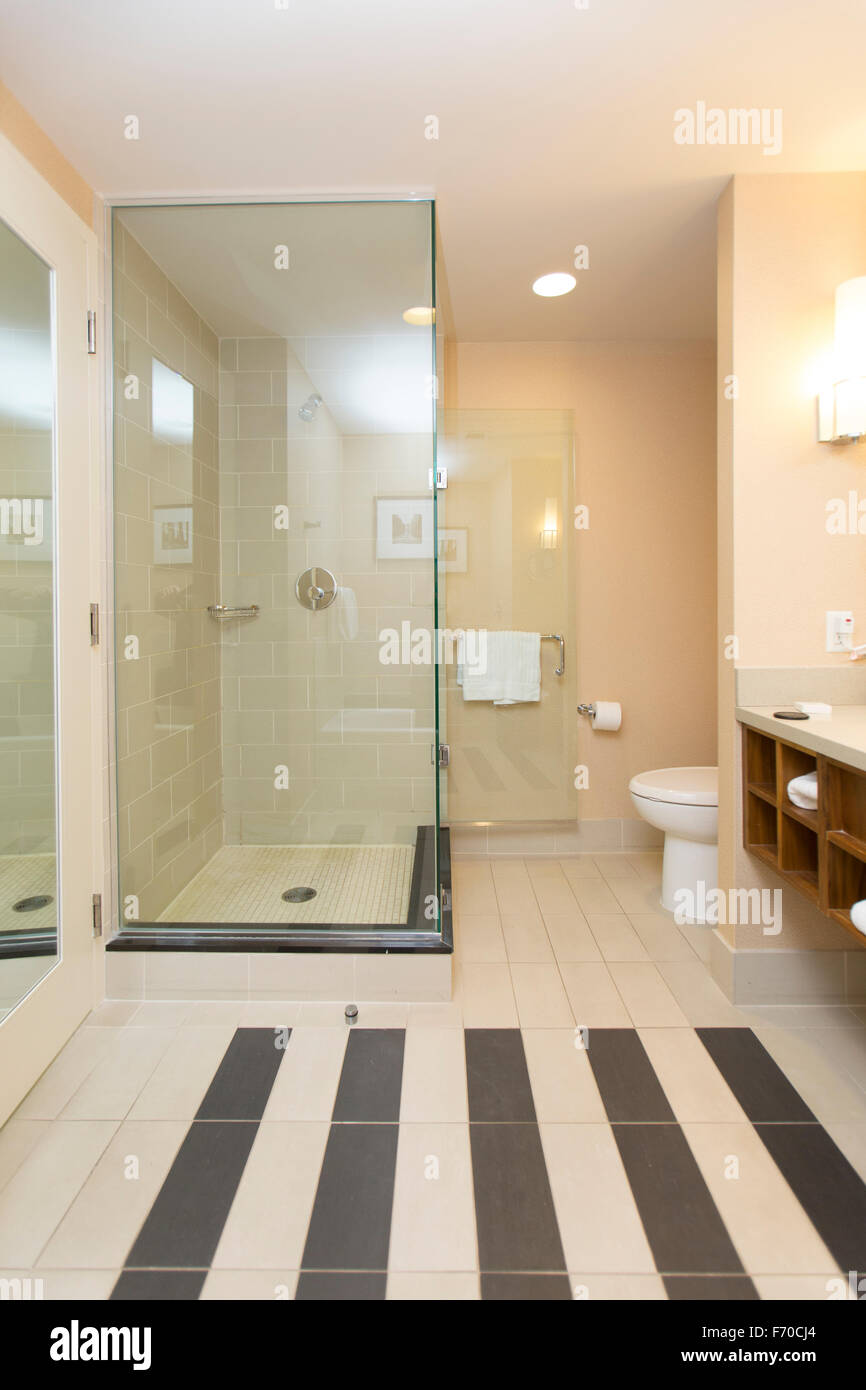 A glass shower stall Stock Photo
