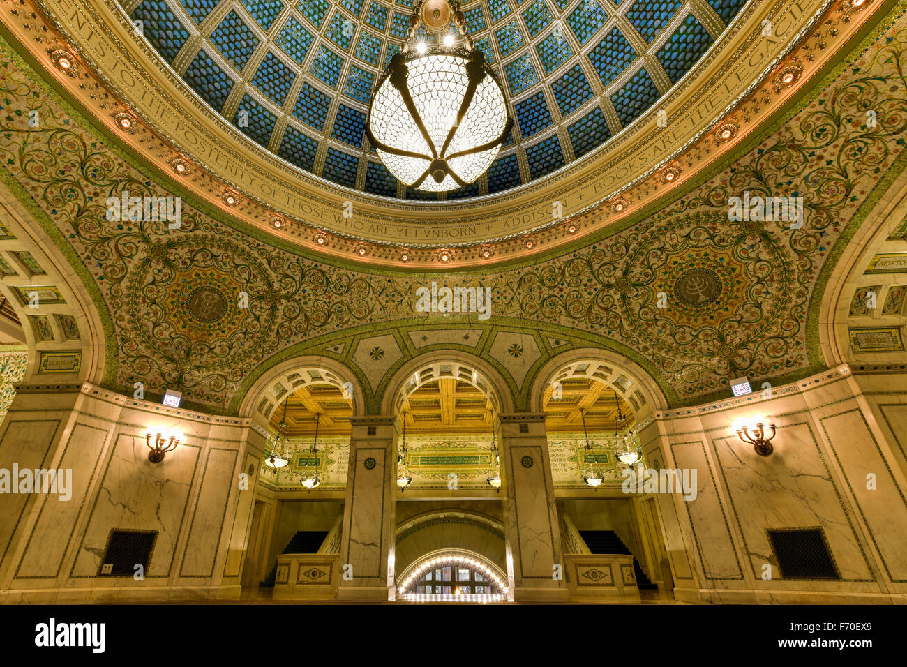 Chicago September 8, 2015 World's largest Tiffany glass dome ceiling