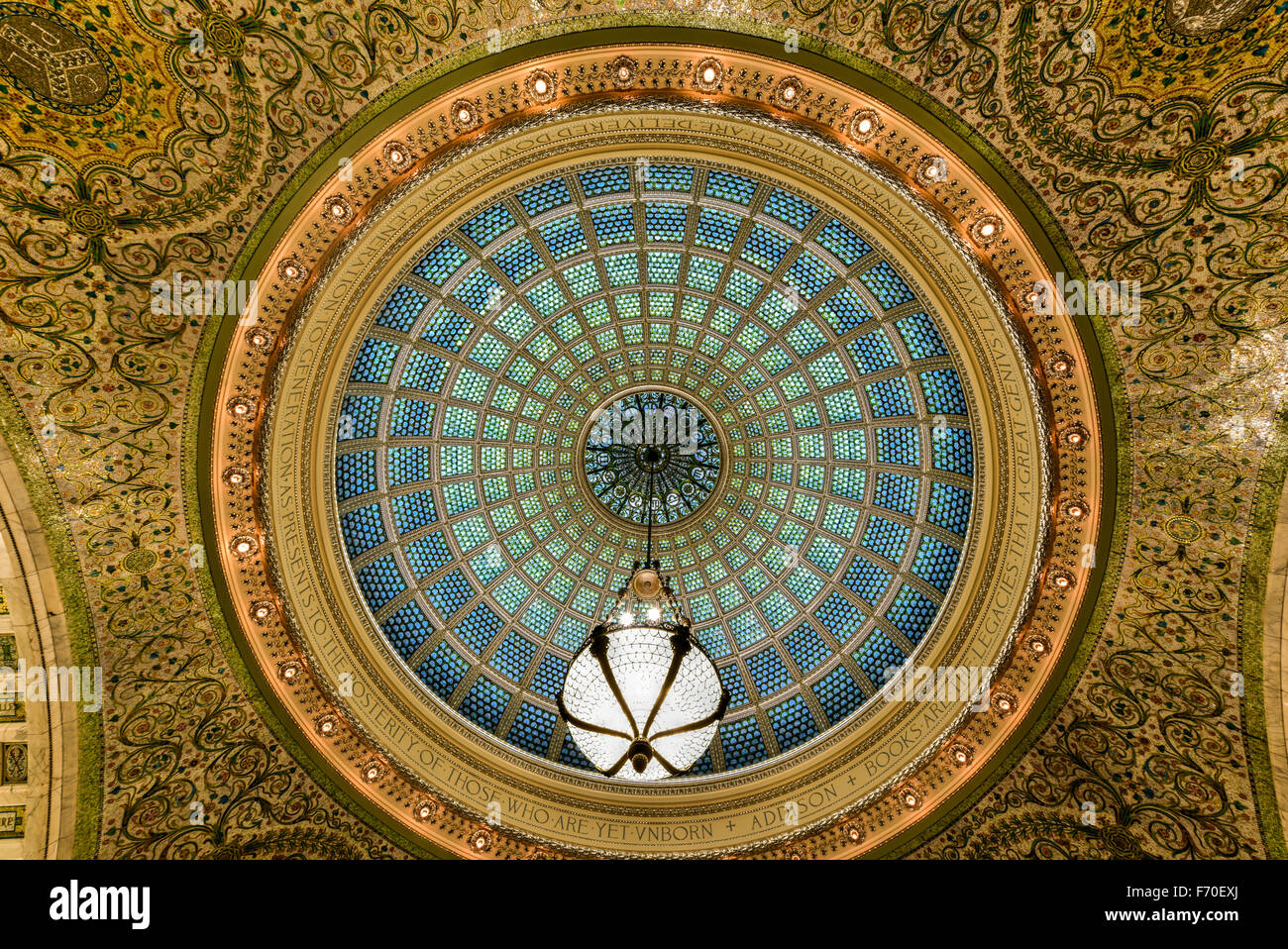 Chicago September 8, 2015 World's largest Tiffany glass dome ceiling