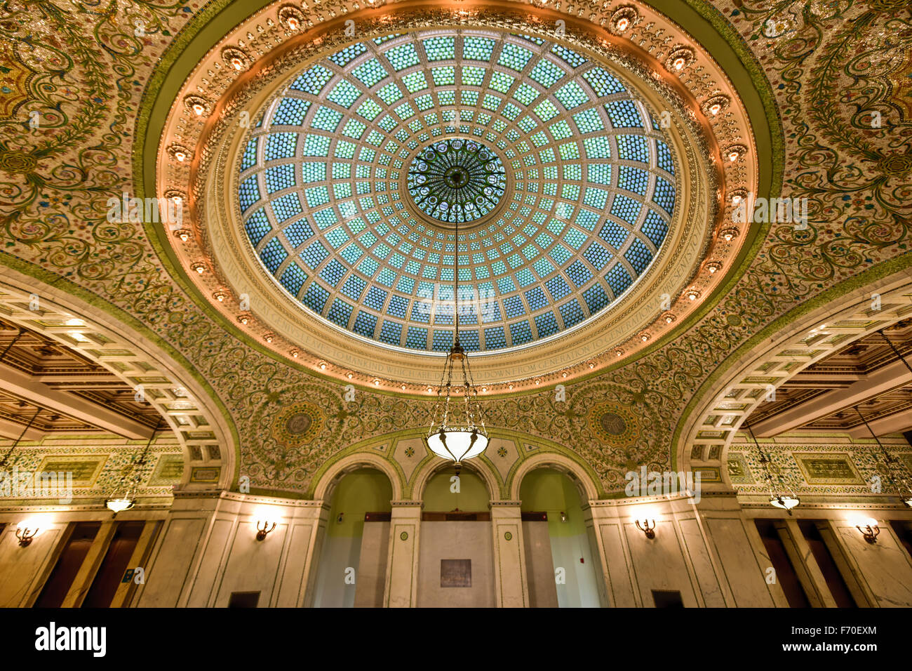 Chicago September 8, 2015 World's largest Tiffany glass dome ceiling
