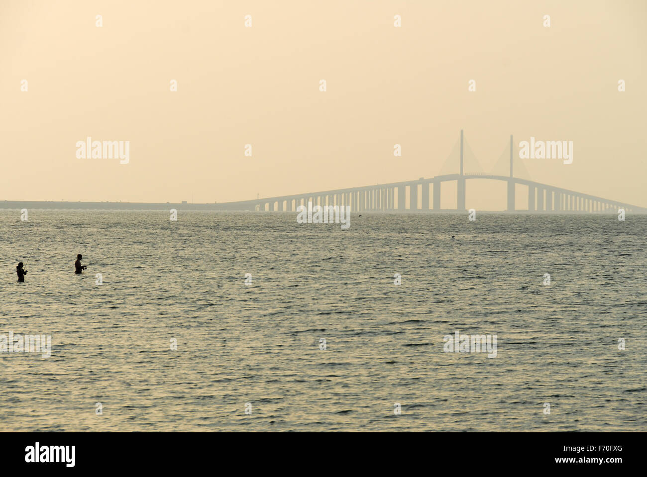 Sunshine Skyway Bridge in Tampa Bay, Florida. Stock Photo