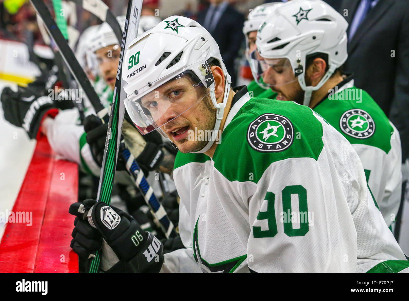 The Dallas Stars celebrate Sergei Zubov as they take on the Capitals