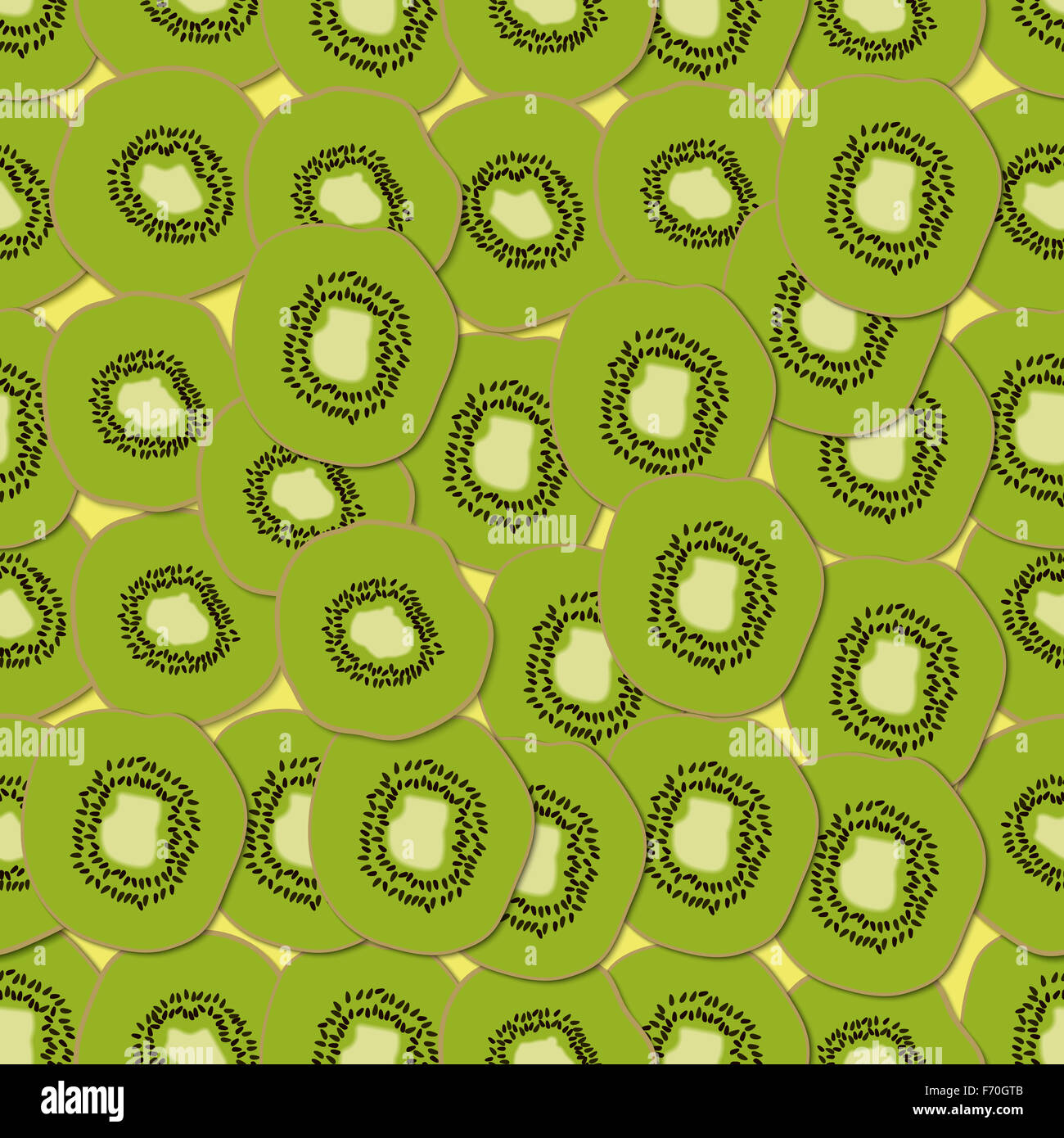 Seamless fruit food background made of slices of kiwi, vector illustration. Stock Photo