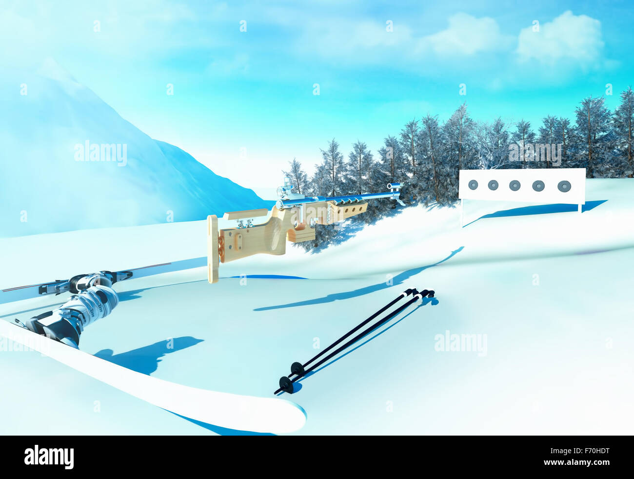 Sport background with biathlon Stock Photo - Alamy