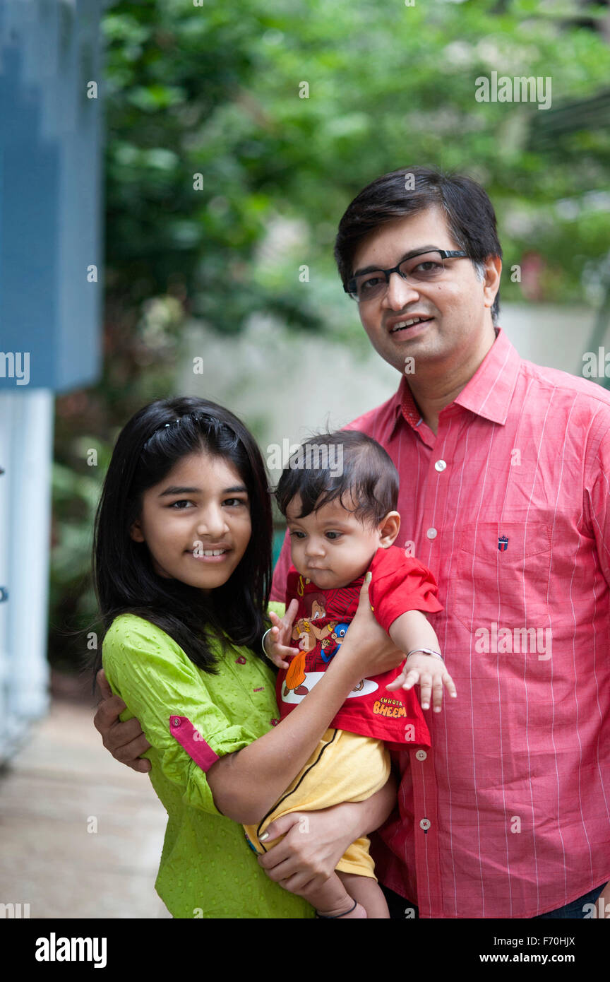 Father daughter and baby son, india, asia, mr#556 Stock Photo