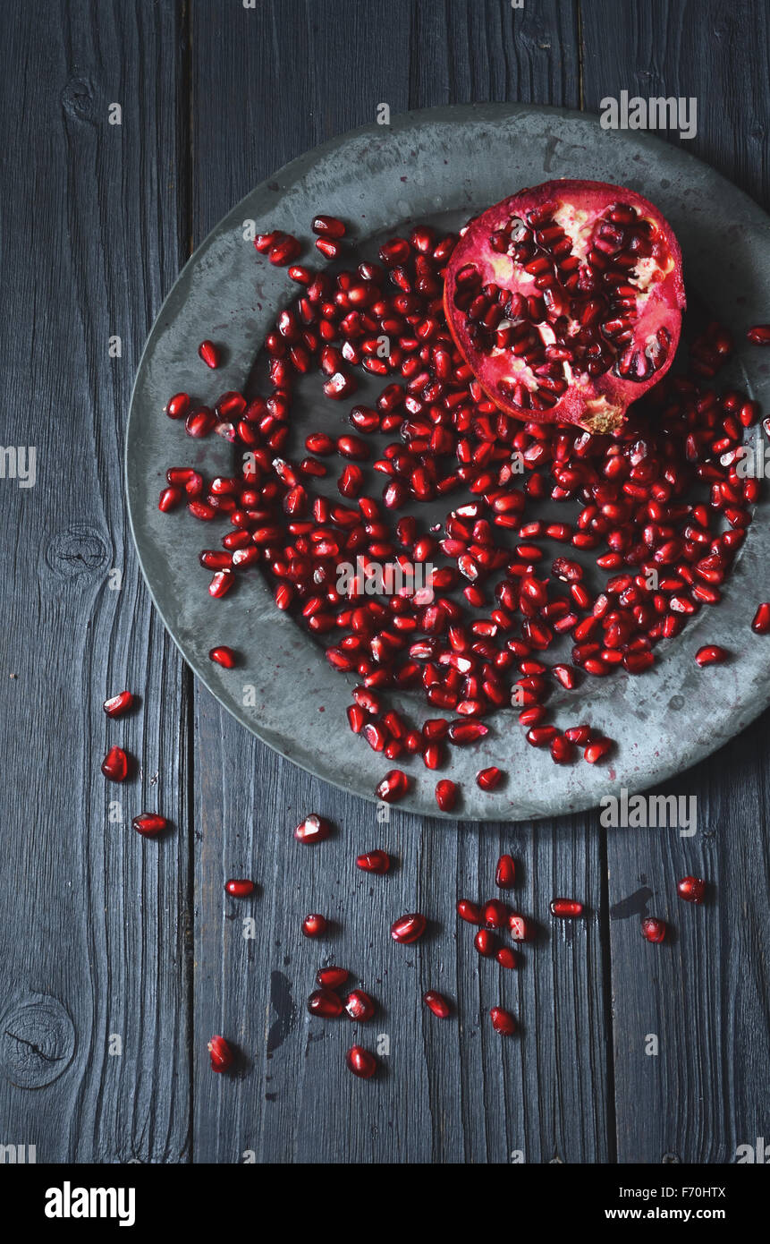 Close up of fresh organic pomegranate seeds Stock Photo