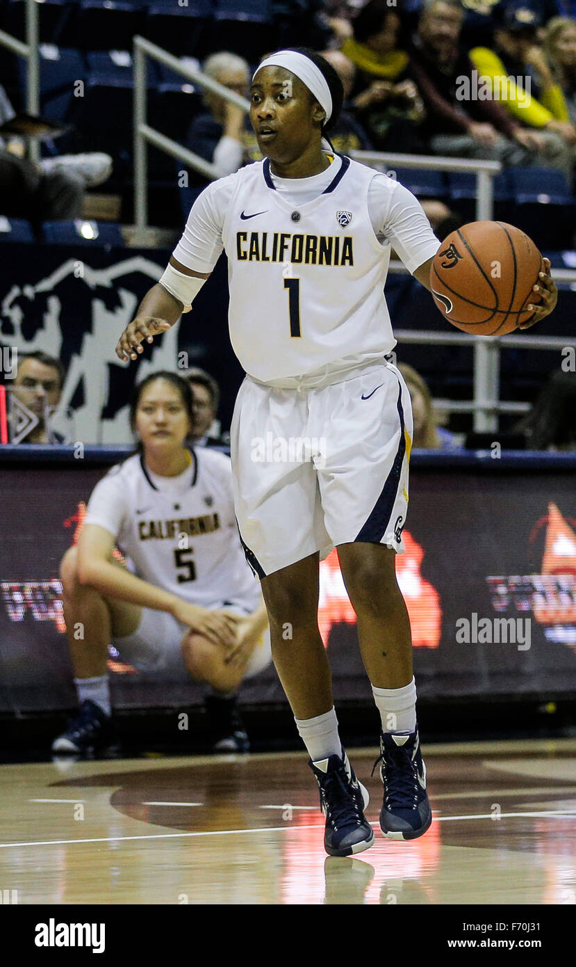 Berkeley USA CA. 22nd Nov, 2015. California G # 1 Asha Thomas scored 19 points during NCAA Women's Basketball game between Cal Poly San Luis Obispo Mustangs and the California Golden Bears 82-57 win at Hass Pavilion Berkeley Calif. Thurman James/CSM/Alamy Live News Stock Photo