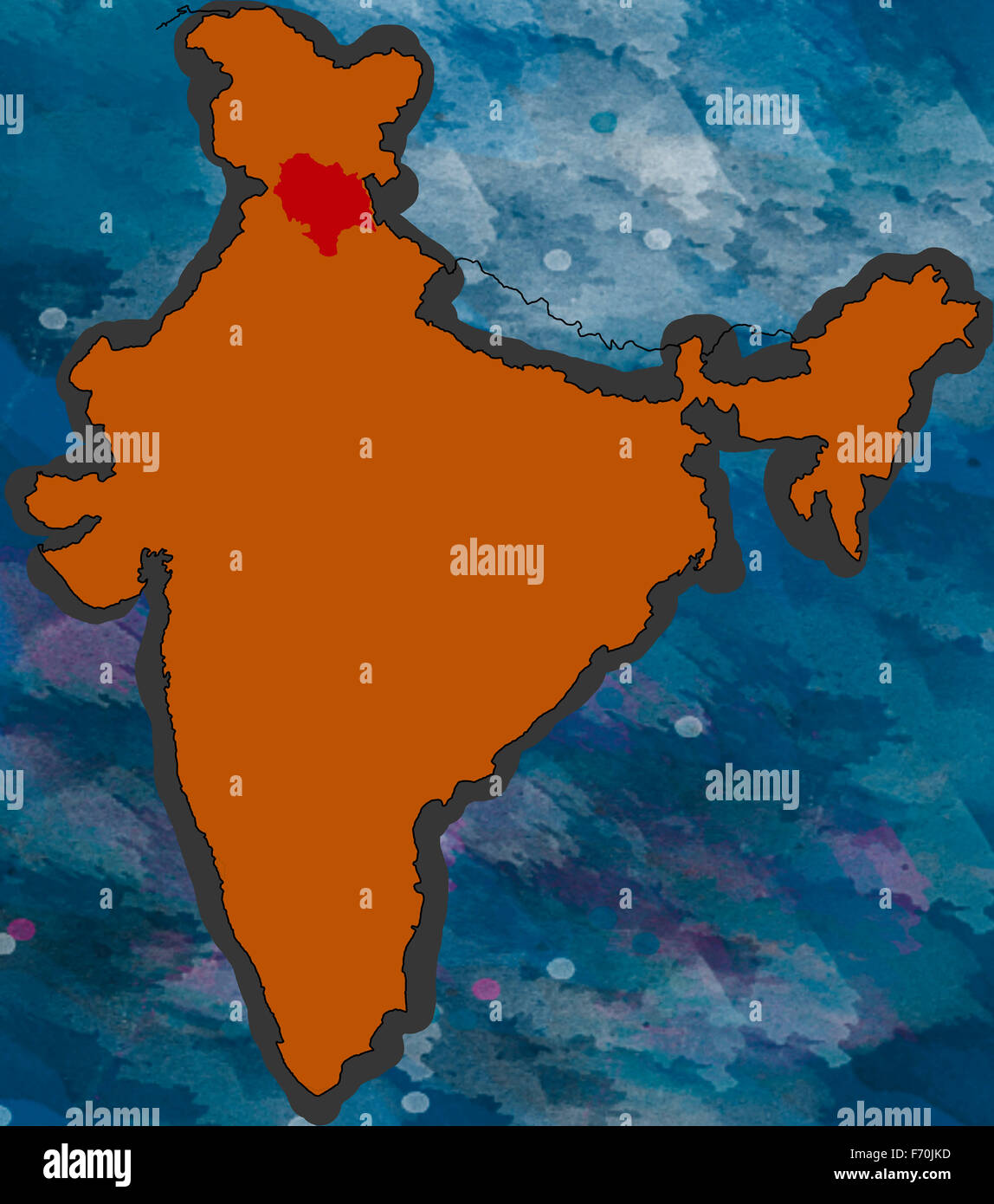 Illustration, himachal pradesh location map, india, asia Stock Photo
