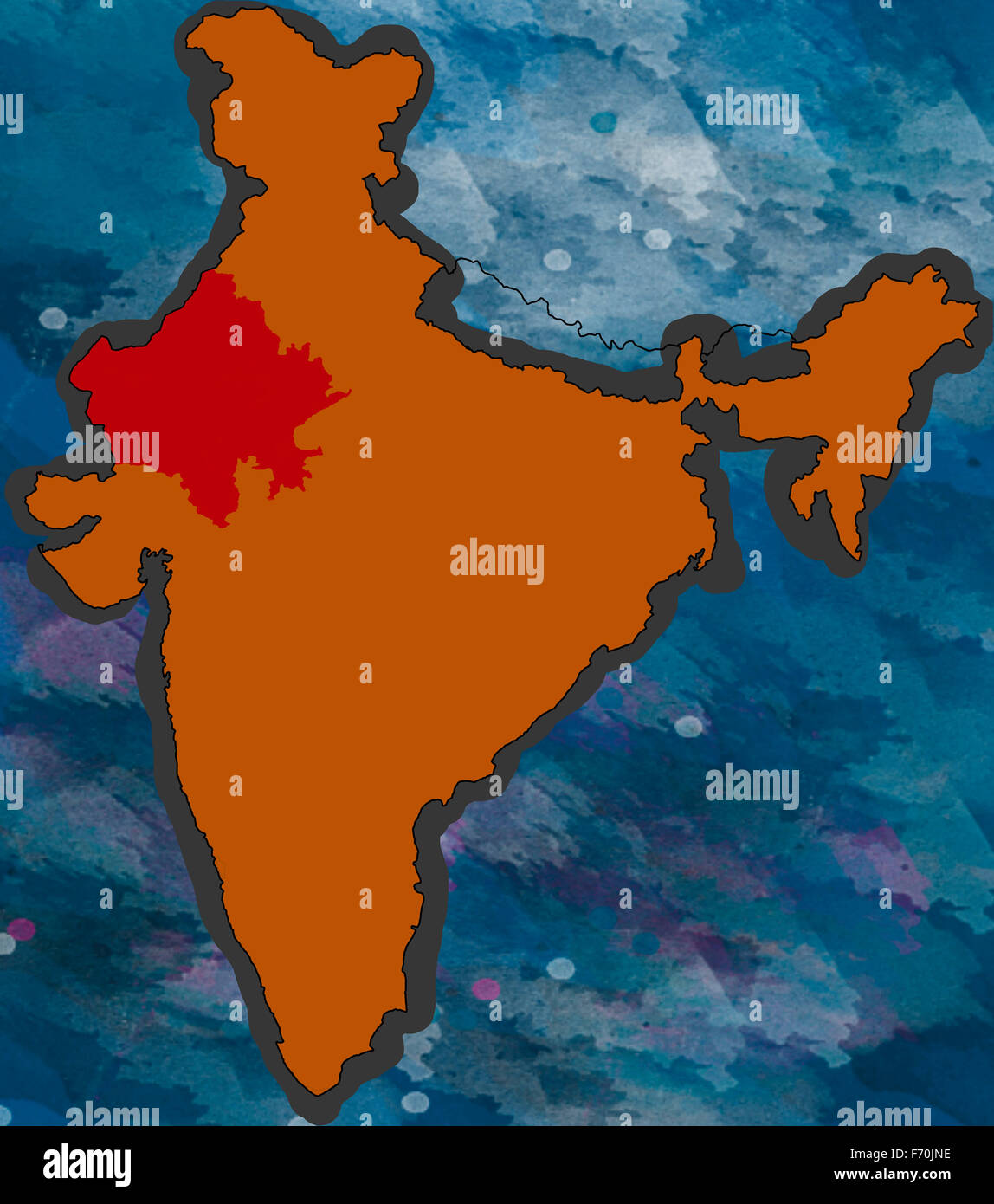Illustration, rajasthan location map, india, asia Stock Photo
