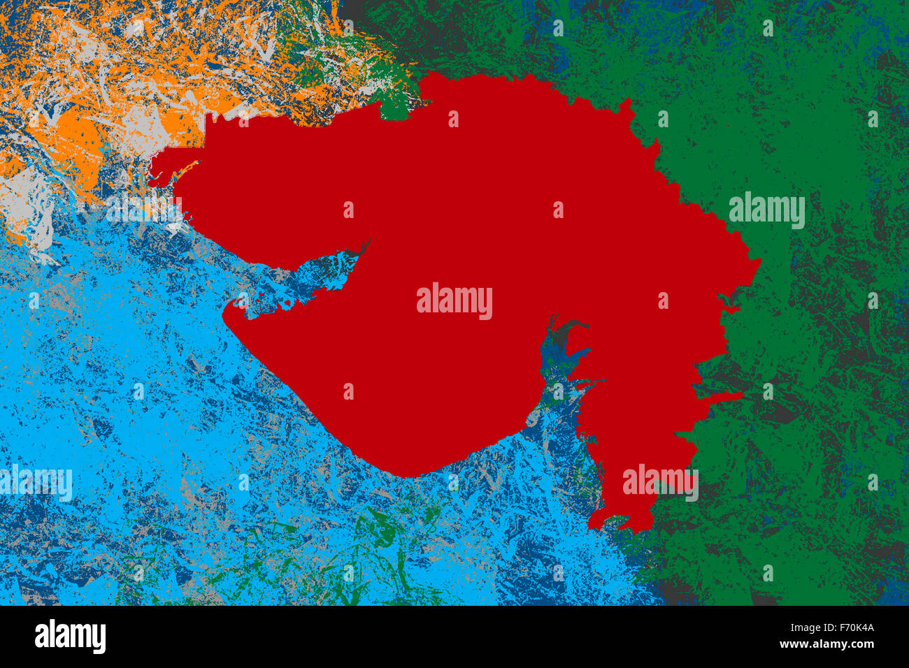 Illustration, Gujarat location map, India, Asia Stock Photo